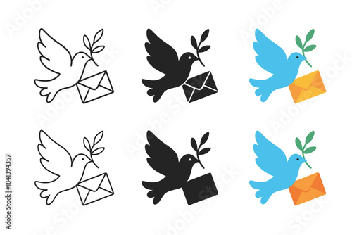 Dove Symbolism Harmony. Dove Branch Letter, abstract harmony blending motion, symbolism, and balance of hope and message, first in