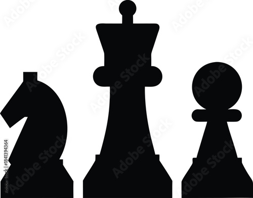 chess pieces icon Black silhouette vector illustration on transparent background