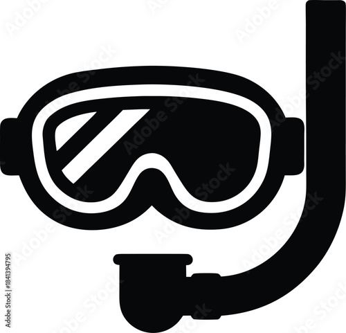diving mask icon Black silhouette vector illustration on transparent background