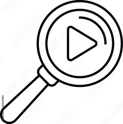 Magnifying glass icon with play button representing online video search