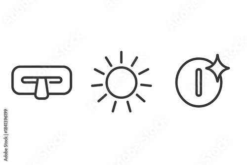 Entrylight Coin Vector Icons. Line style vector icons of entrylight coinmark: entry slot shape, narrow inner notch, bright light