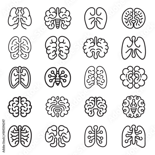 Digital immune system security icons for network protection and data safety isolated on white background