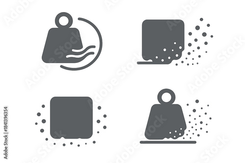 Grounded Tranquility Fusion. Icons for: calm weight meeting airy motion, grounded strength blending with drifting particles, solid
