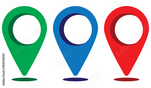 Map location pin icon set. GPS pointer, marker for destination, position, and navigation. Vector symbol collection isolated on transparent background for web and app design.