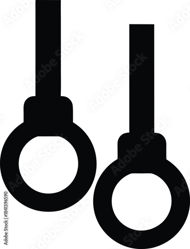 gymnastics rings icon Black silhouette vector illustration on transparent background