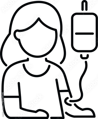 Woman getting iv drip for hospital treatment, healthcare, or hydration