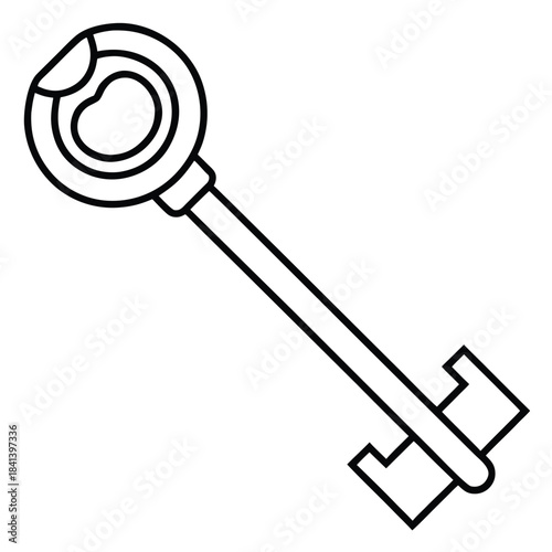 Simple outline drawing of an old skeleton key