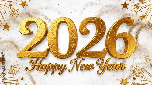 Golden 2026 happy new year celebration festive fireworks abstract