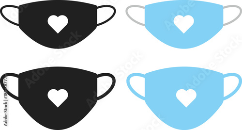 mask icon set. Face protection symbols. Privacy and security signs. Health cover. Prevention and facial cover signs.