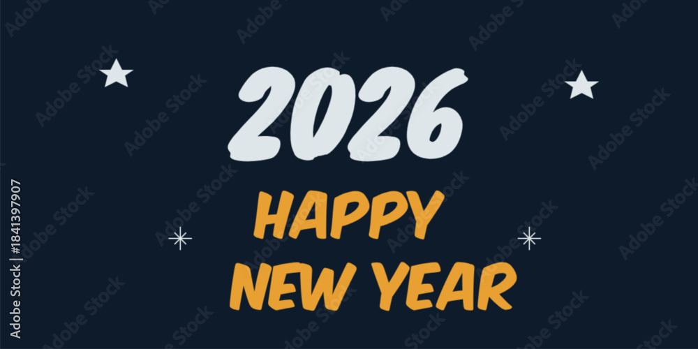 Obraz premium New Year Poster 2026 with Stars on Navy Background