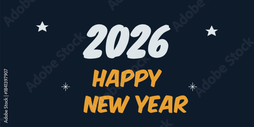 New Year Poster 2026 with Stars on Navy Background