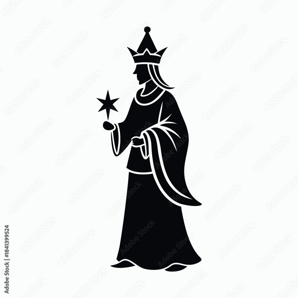 Obraz premium Stylized silhouette of a king holding a star