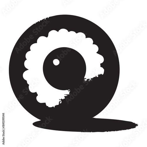 “Simple sushi silhouette, round maki roll shape.