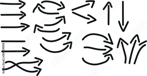 vector set of black and white arrows
