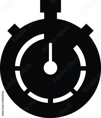 stop watch icon Black silhouette vector illustration on transparent background