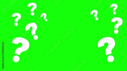 Pop up animated video of the question symbol with a green screen background. 4K Video 60FPS