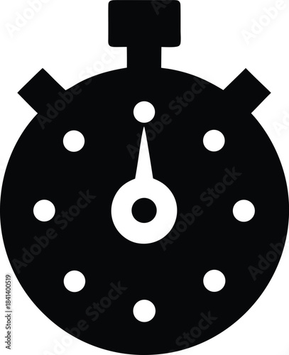 stop watch icon Black silhouette vector illustration on transparent background