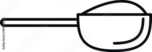 Scoop filling with powder for cooking, baking, nutrition, or supplements outline icon