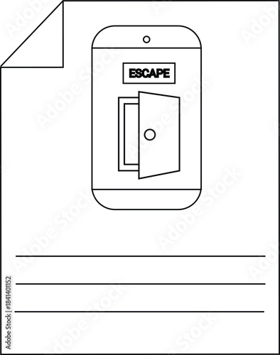 Creative Concept of Escape Room with Door Symbol on Phone Design