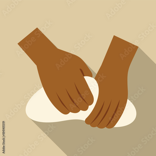 Hands kneading dough for baking preparation illustration
