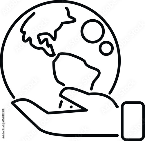 Hand holding and cradling planet earth, promoting global environmental protection and care