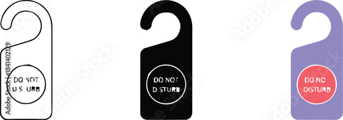 sign do not disturb door hanger vector icon set