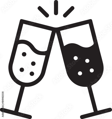 toast bubbles icon clinking glasses wedding celebration