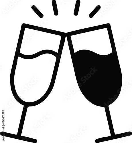 toast glass silhouette clinking glasses celebration vector