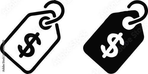 price tag set dollar sign label icon for pricing and sale