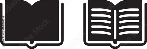 book reading interface icon two open books blank and lined