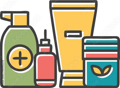 Skincare and Cosmetic Set Icon - Flat Design