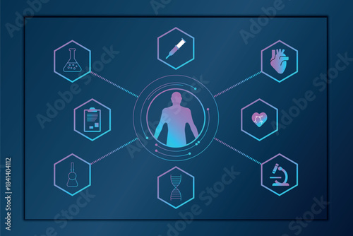 Futuristic Medical HUD Infographic for Healthcare Technology