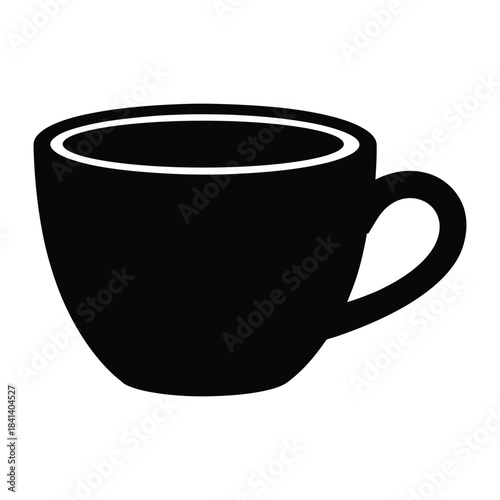 Cup with visible frothy top Vector, Silhouette, Illustration