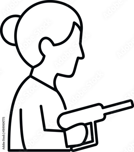 Woman holding a gun, training or participating in a shooting sport