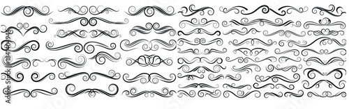Collection of elegant black and white vintage scroll dividers and ornate flourish design elements for decoration