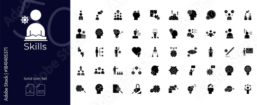 Skills Solid Editable Icons set