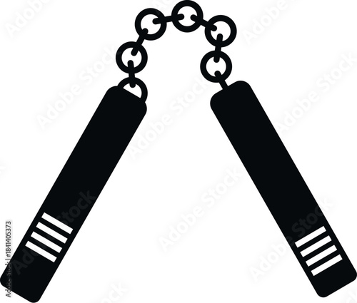 Nunchaku weapon for martial arts exercise and combat training on a white background