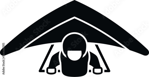 Hang glider icon showing a person flying through the air