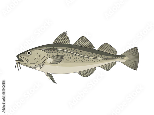 cod fish, gray, side view, white background clip art preview