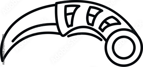 Karambit knife illustrating a sharp, curved blade with a tactical handle