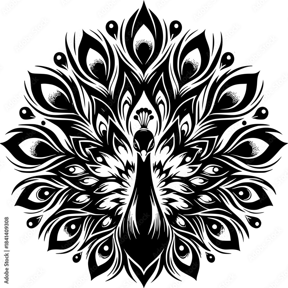 Obraz premium Abstract black and white floral pattern design