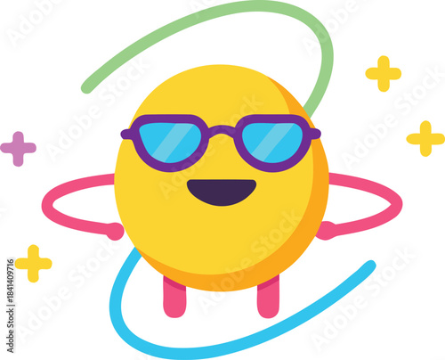 Playful emoji dancing with sunglasses cool vibes vector illustration scalable eps icon fun