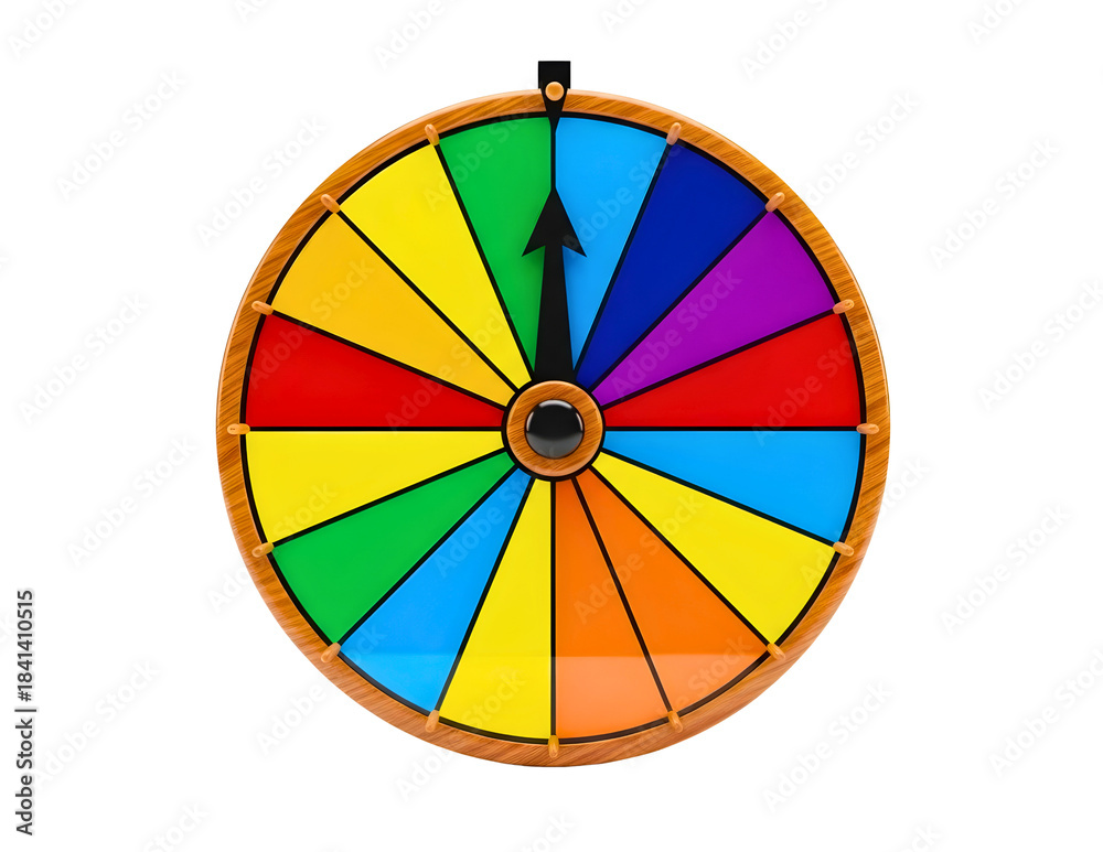 Fototapeta premium Colorful prize wheel with segments isolated on transparent background