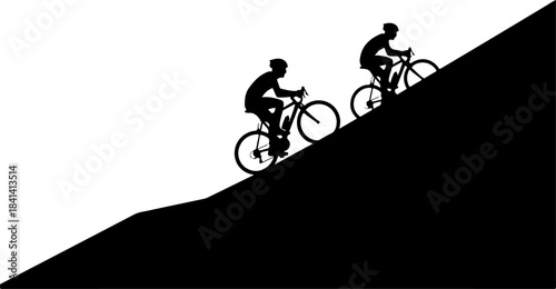 Mountain Bikers Resting on Cliff Edge