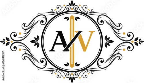 Elegant Monogram Letter AV Emblem Vector