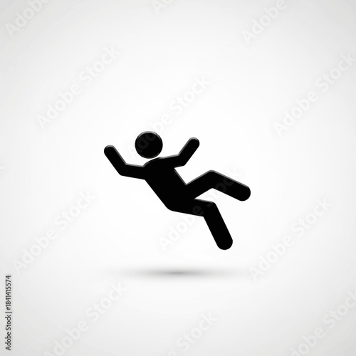 Silhouette of a Person Falling Down, Isolated on White.