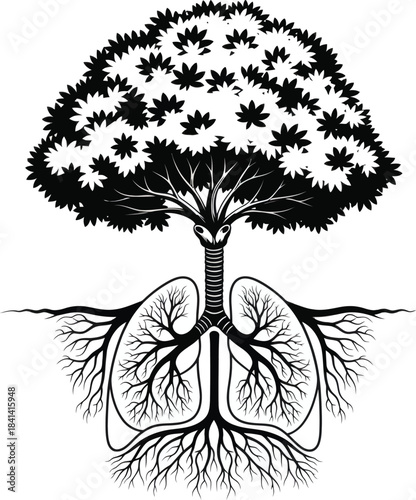 Tree And Lungs Environmental Concept Vector