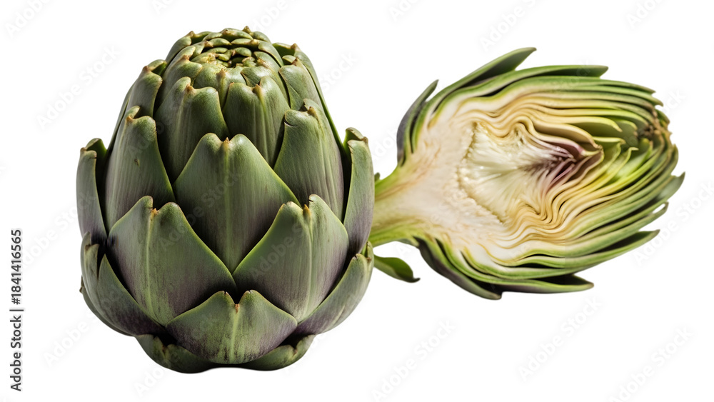 Obraz premium Fresh artichoke vegetable isolated on transparent background