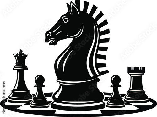 Chess Knight Strategy Vector Illustration