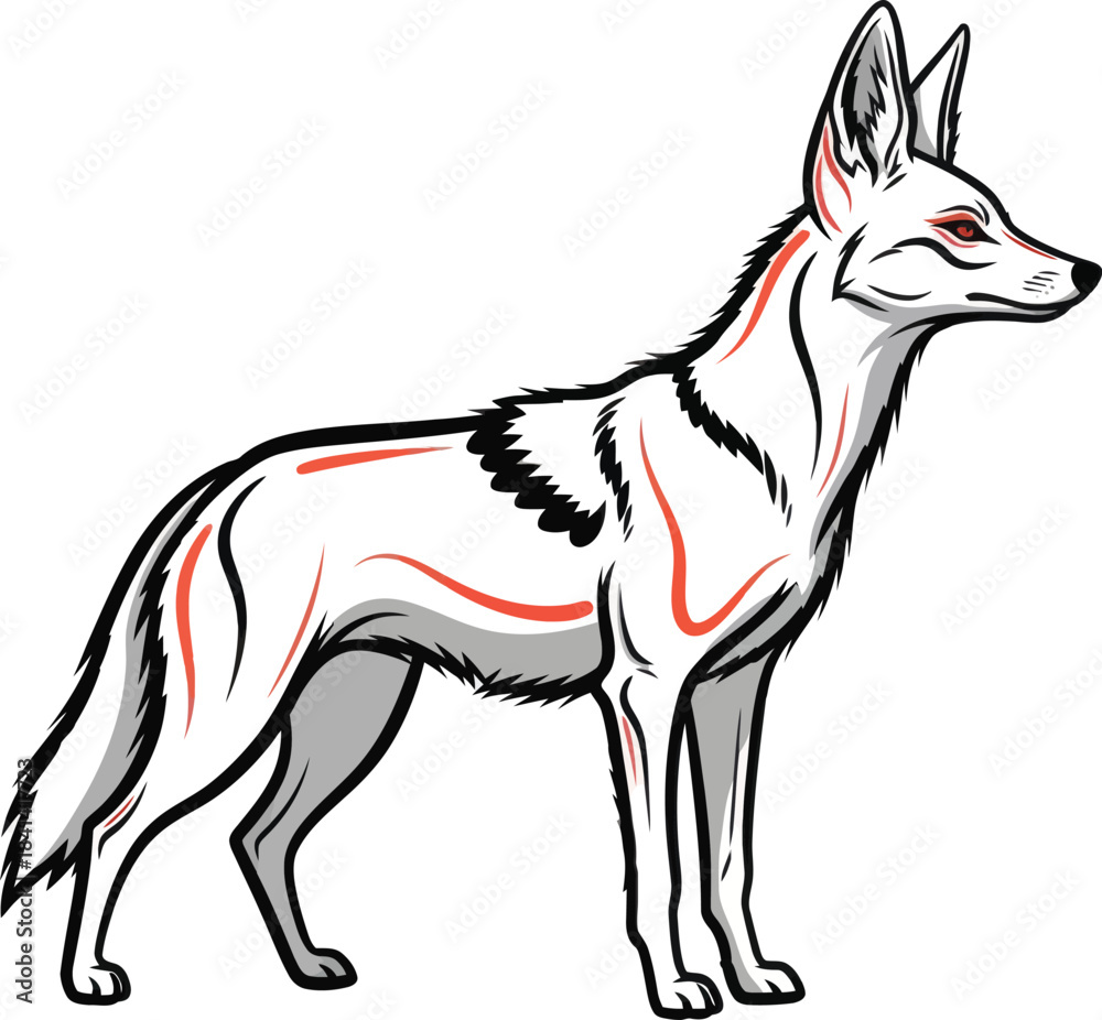Obraz premium Stylized fox standing elegant wildlife vector artwork